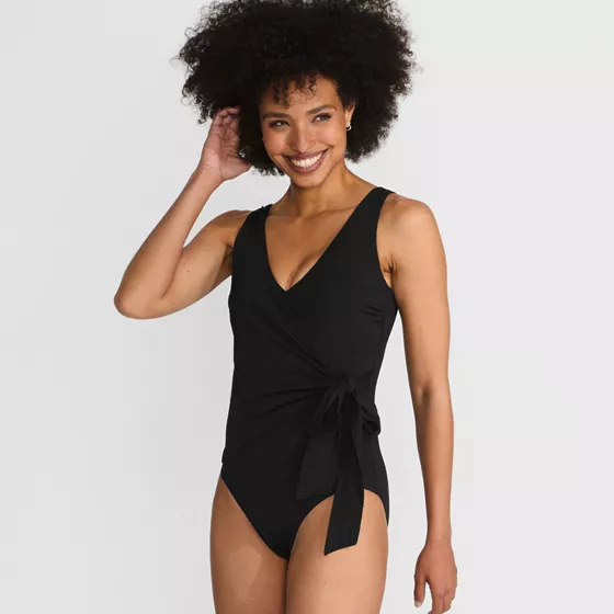 Women's Side Tie Wrap One Piece Swimsuit - primary