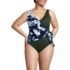 Women's Plus Size Side Tie Wrap One Piece Swimsuit, Front