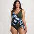Women's Plus Size Side Tie Wrap One Piece Swimsuit, Front
