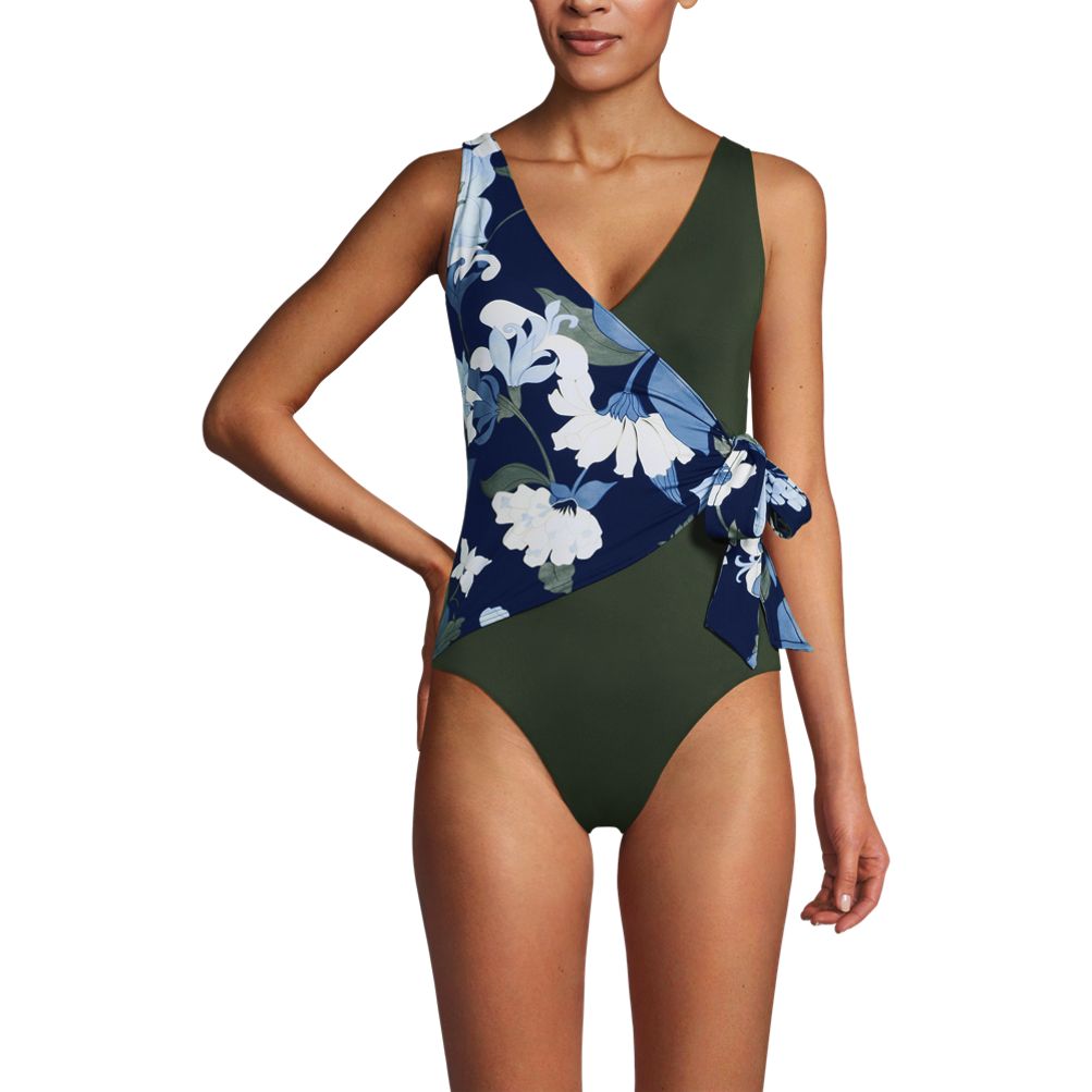 amerge. アメルジュ marine tie onepiece Women's Side Tie Wrap One Piece Swimsuit | Lands' End