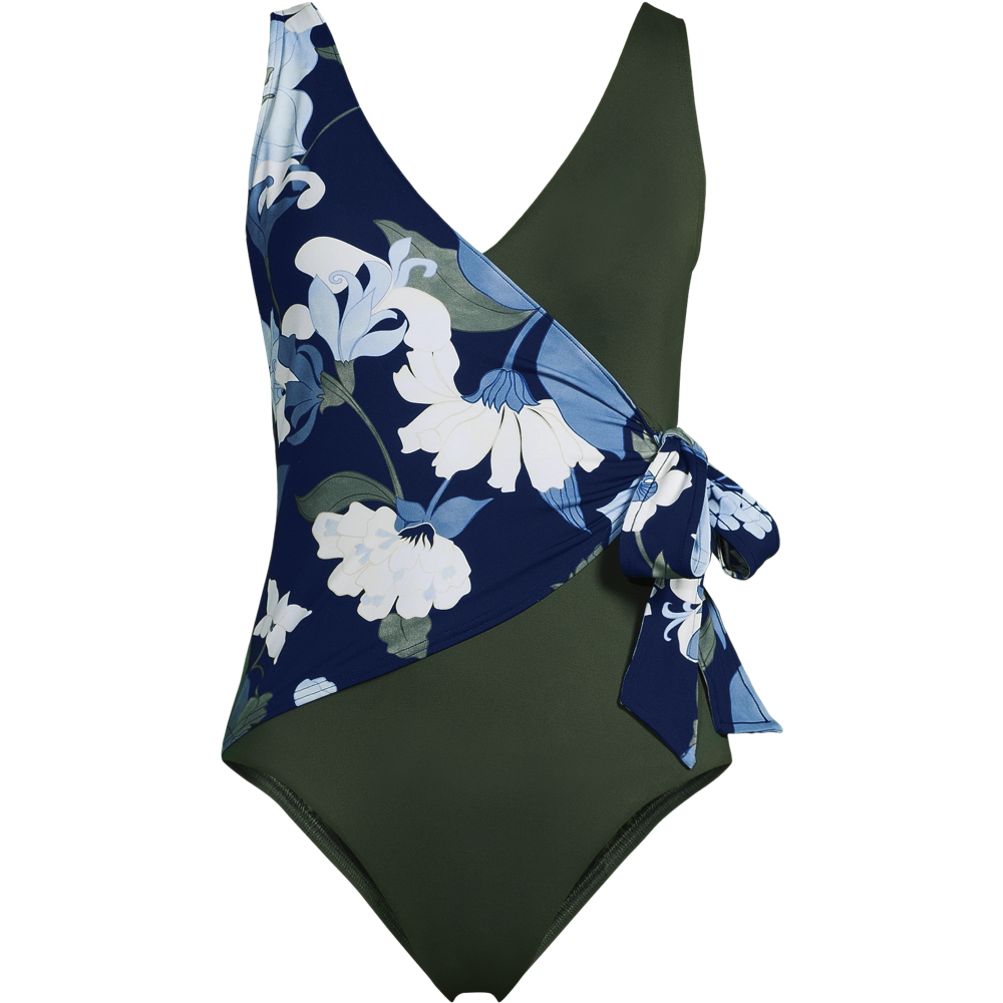 Women's Side Tie Wrap One Piece Swimsuit | Lands' End