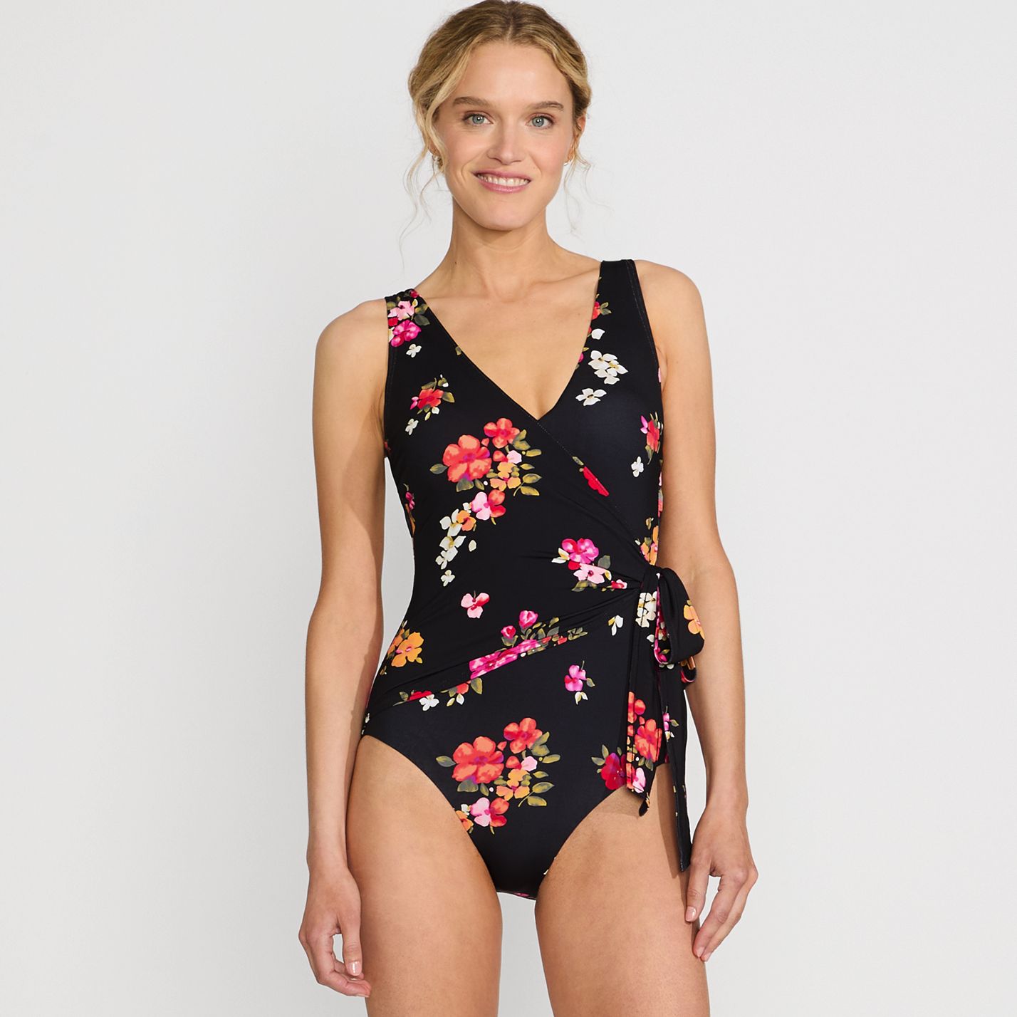 Women's Side Tie Wrap One Piece Swimsuit
