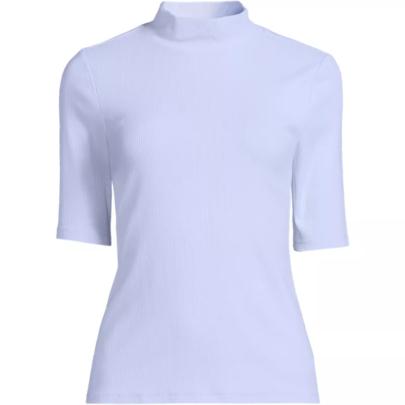 Women's Plus Size Wide Rib Mock Turtleneck, Front