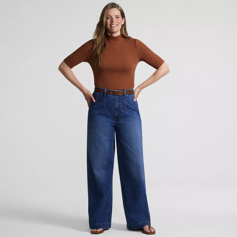 Women's Wide Rib Mock Turtleneck, alternative image