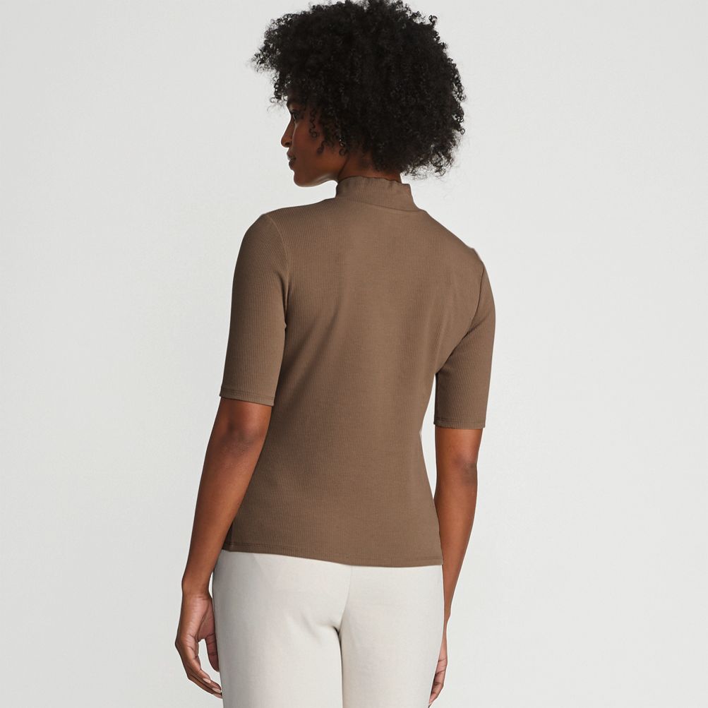 Women's Wide Rib Mock Turtleneck Lands' End