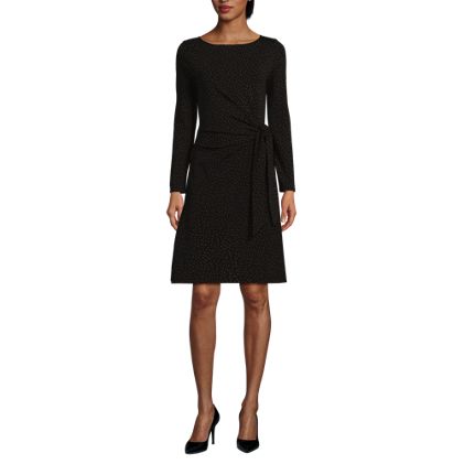 Women's Boatneck Long Sleeve Tie Waist Dress - image 5