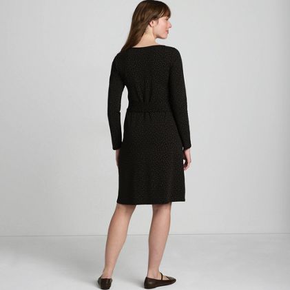 Women's Boatneck Long Sleeve Tie Waist Dress - image 1