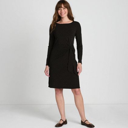 Women's Boatneck Long Sleeve Tie Waist Dress - image 2