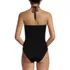 Women's Ruched Multi-Way V-Neck Halter High Leg One Piece Swimsuit, Back