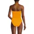 Women's Ruched Multi-Way V-Neck Halter High Leg One Piece Swimsuit, Back