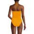Women's Ruched Multi-Way V-Neck Halter High Leg One Piece Swimsuit, Back