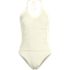 Women's Ruched Multi-Way V-Neck Halter High Leg One Piece Swimsuit, Front