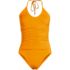 Women's Ruched Multi-Way V-Neck Halter High Leg One Piece Swimsuit, Front