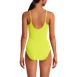 Women's Chlorine Resistant Scoop Neck High Leg Tugless Tank Thin Strap One Piece Swimsuit Adjustable, Back