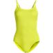 Women's Chlorine Resistant Scoop Neck High Leg Tugless Tank Thin Strap One Piece Swimsuit Adjustable, Front