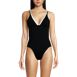 Women's Chlorine Resistant Reversible V-Neck Ultra High Leg Strappy One Piece Swimsuit, Front