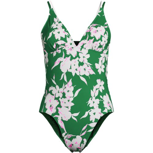 Lands' End Wendbarer Badeanzug Mit Spaghettiträgern Und Extra Hohem Beinausschnitt, Damen, Größe:34 Regular, Grün, Polyester-mischung, By Lands' End 