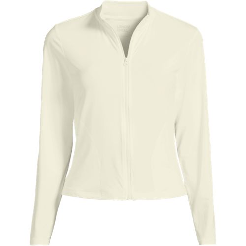 Women's Plus Size Cooling Zip Front Long Sleeve Mock Neck UPF 50 Sun Protection Rash Guard, Front