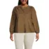 Women's Plus Size Pinwale Cord Smocked Popover Shirt, Front