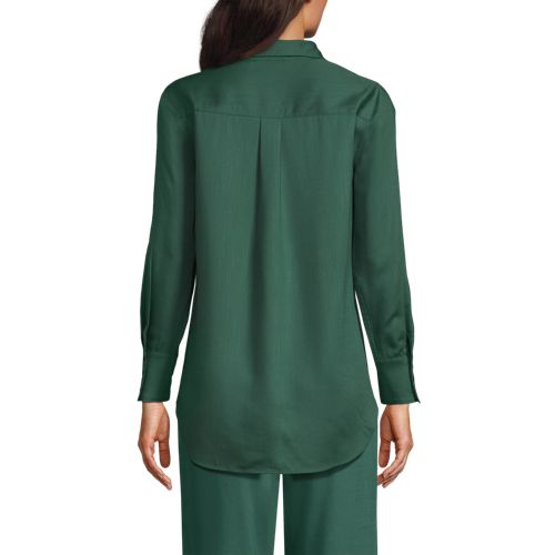 Lands' End Schlupfbluse Aus Tencel, Damen, Größe:32-34 Regular, Grün, Kunstseide/lyocell (viskose), By Lands' End 