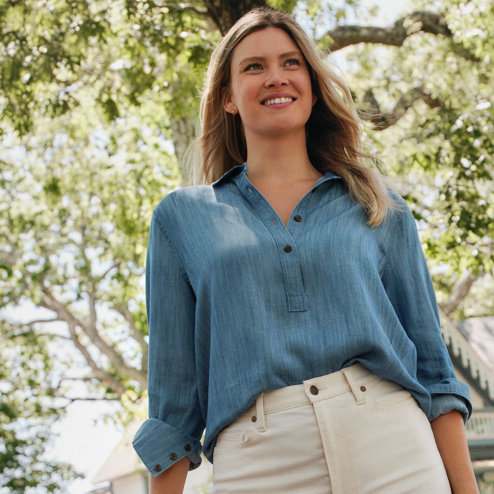 tencel dress shirt Blue Revival Women's Tencel Button-Down Shirt
