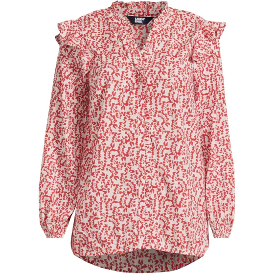 Women's Cotton Voille Ruffle Front Blouse - primary