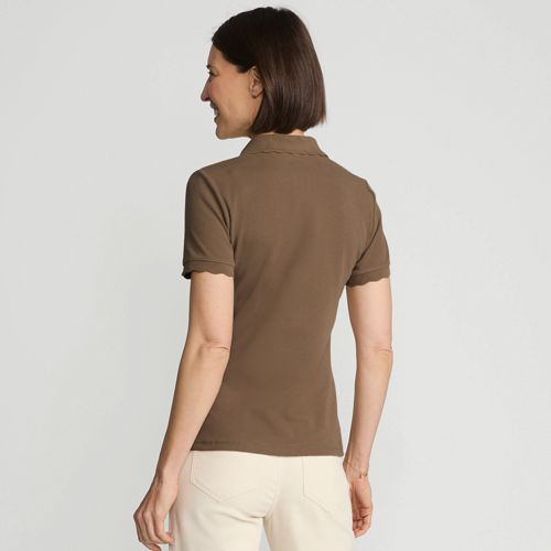  Lands' End Geripptes Poloshirt Mit Wellenrand, Damen, Größe:40-42 Regular, Braun, Baumwolle/polyester-mischung, By Lands' End 