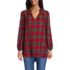 Women's Brushed Flannel Ruffle Split Neck Tunic, Front