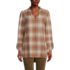 Women's Petite Brushed Flannel Ruffle Split Neck Tunic, Front