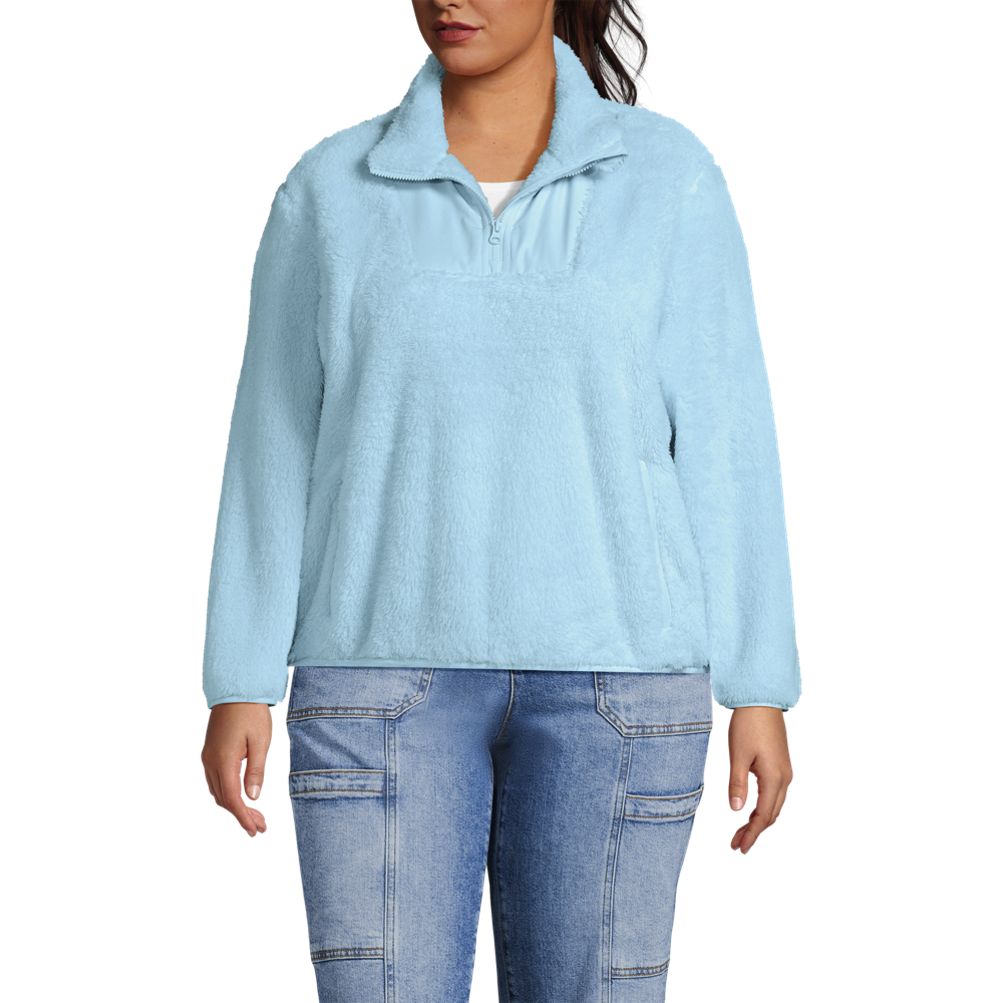 Women's Plus Size Half Zip Cozy Sherpa Fleece Pullover | Lands' End