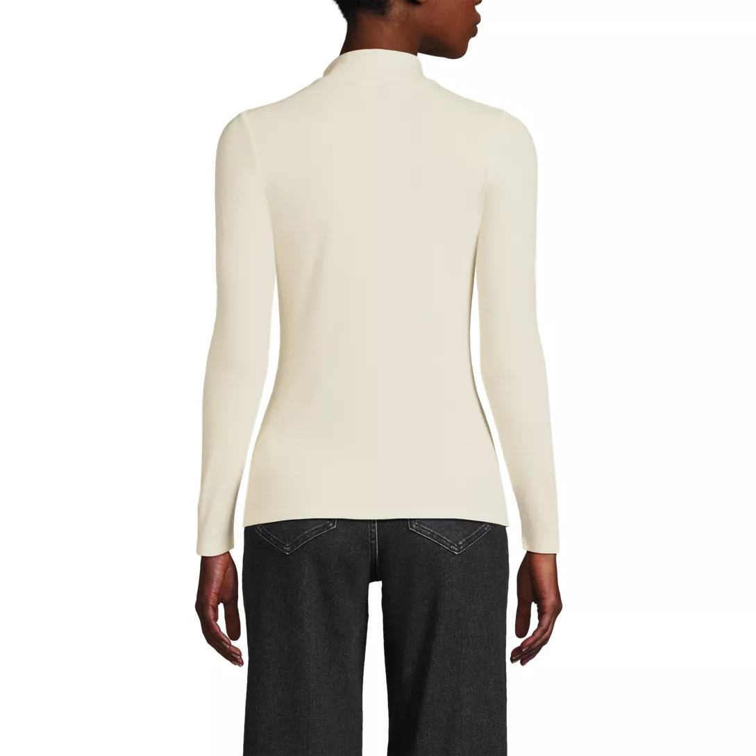 Women's Drapey Rib Skimming Long Sleeve Mock Neck