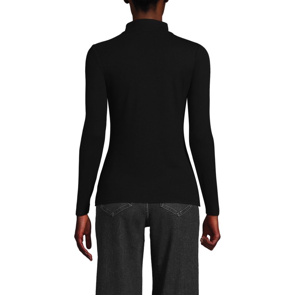 Women's Drapey Rib Skimming Long Sleeve Mock Neck | Lands' End