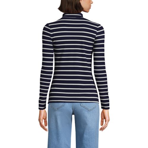  Lands' End Softes Stehbund-shirt, Damen, Größe:40-42 Regular, Blau, Elasthan/viskose/viskose-mischung, By Lands' End 