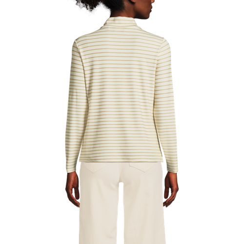  Lands' End Softes Stehbund-shirt, Damen, Größe:44-46 Regular, Weiß, Elasthan/viskose/viskose-mischung, By Lands' End 