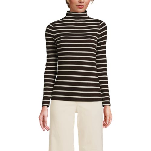  Lands' End Softes Stehbund-shirt, Damen, Größe:36-38 Regular, Braun, Elasthan/viskose/viskose-mischung, By Lands' End 