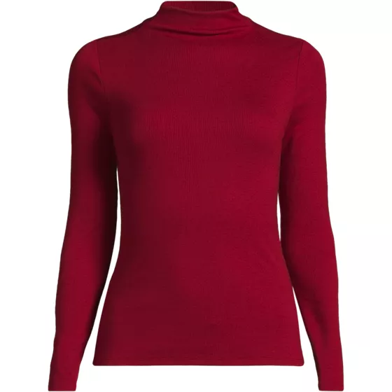 Women's Drapey Rib Skimming Long Sleeve Mock Neck - primary