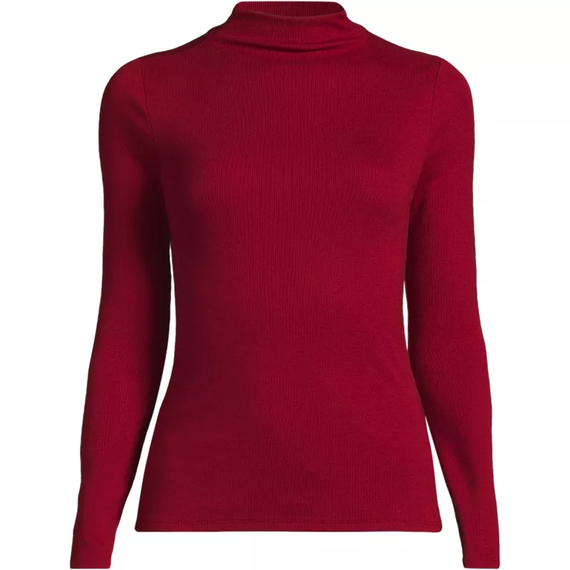Women's Drapey Rib Skimming Mock Neck , Front