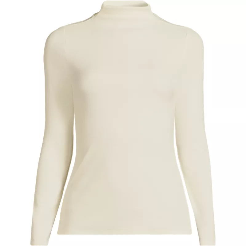Women's Plus Size Drapey Rib Skimming Mock Neck , Front