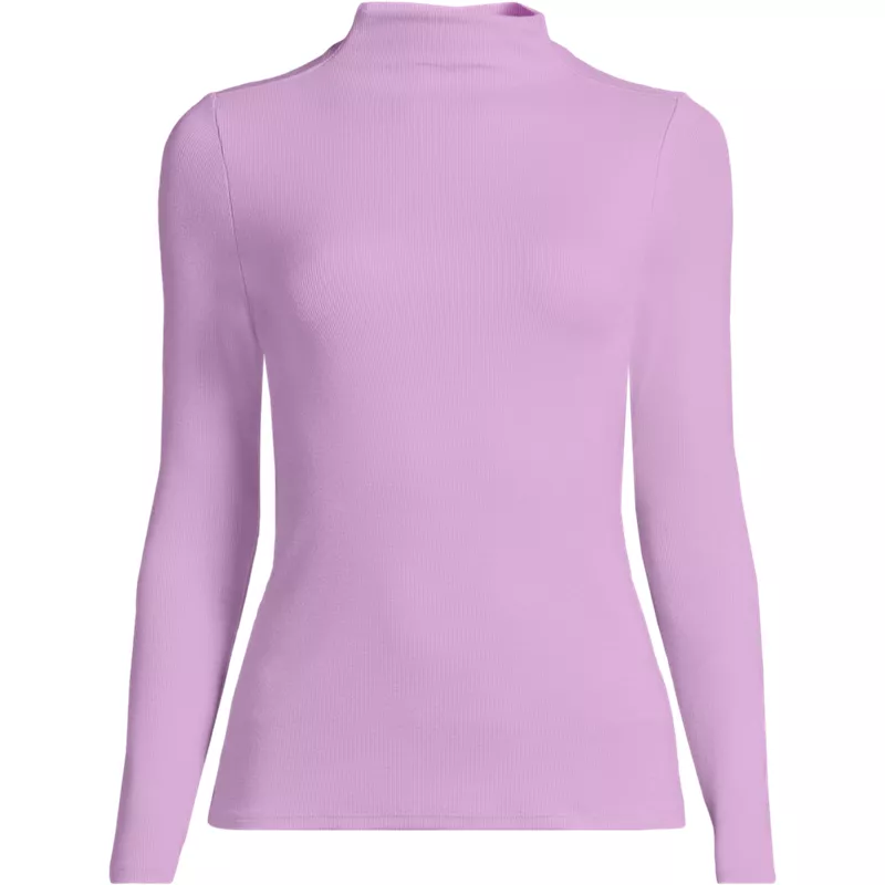 Women's Drapey Rib Skimming Mock Neck , Front