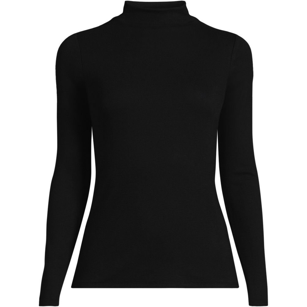 Women's Drapey Rib Skimming Long Sleeve Mock Neck | Lands' End