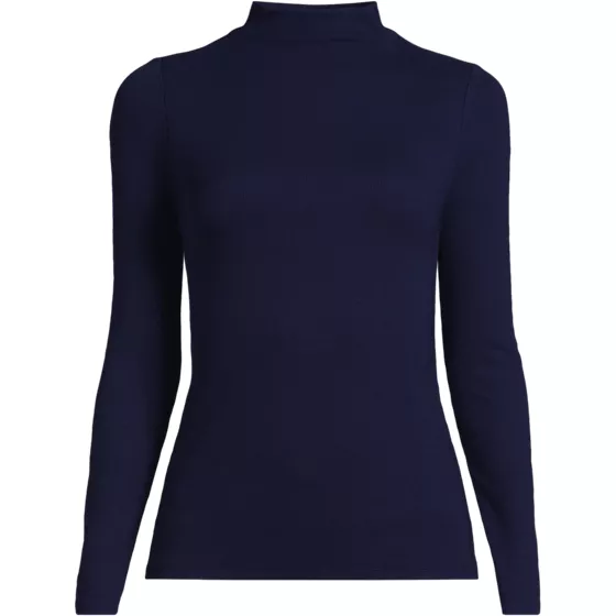 Women's Drapey Rib Skimming Long Sleeve Mock Neck - primary