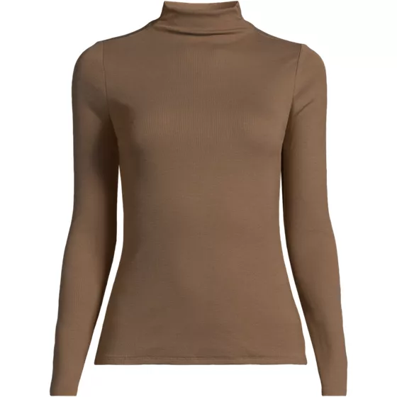 Women's Drapey Rib Skimming Long Sleeve Mock Neck - primary