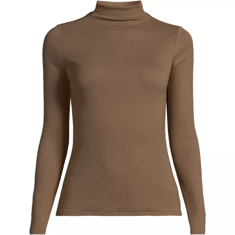 Women's Plus Size Drapey Rib Skimming Mock Neck , Front