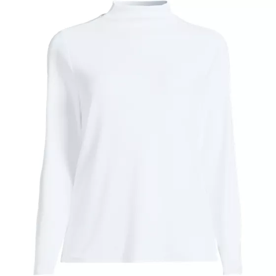 Women's Drapey Rib Skimming Long Sleeve Mock Neck - primary