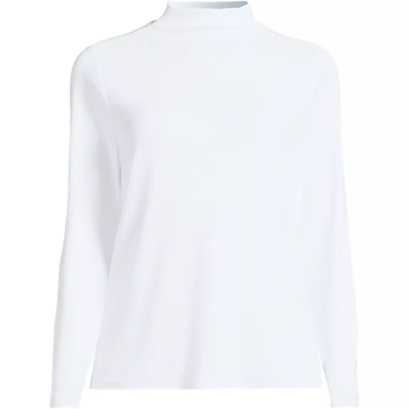 Women's Drapey Rib Skimming Mock Neck , Front