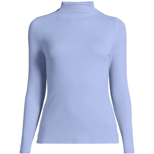 Women's Relaxed Cotton Long Sleeve Mock Turtleneck | Lands' End