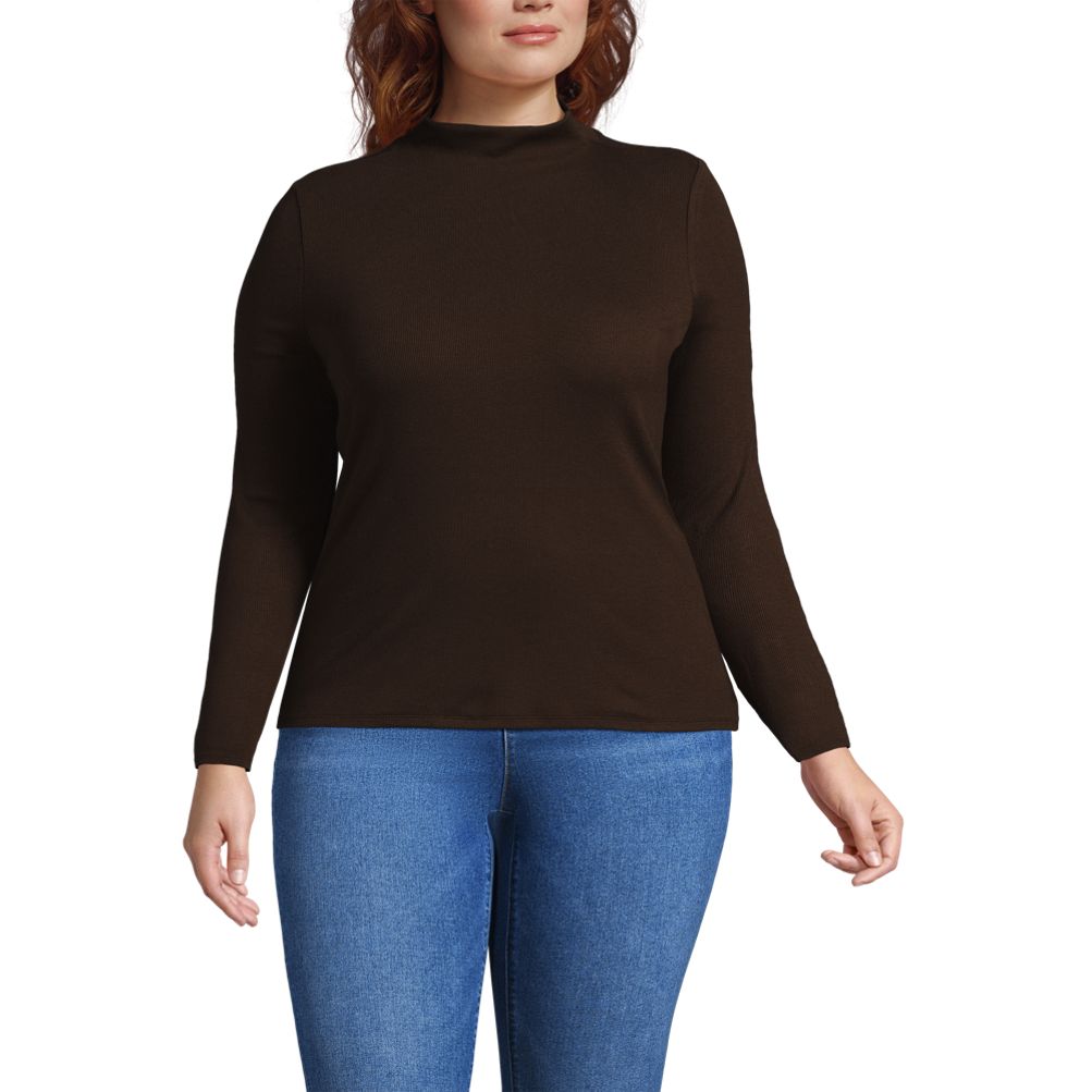 売れ筋商品|||ランズエンド カットソー トップス レディース Women's Drapey Rib Skimming Long Sleeve Mock Neck Light cornflower Women's Drapey Rib Skimming Long Sleeve Mock Neck | Lands' End