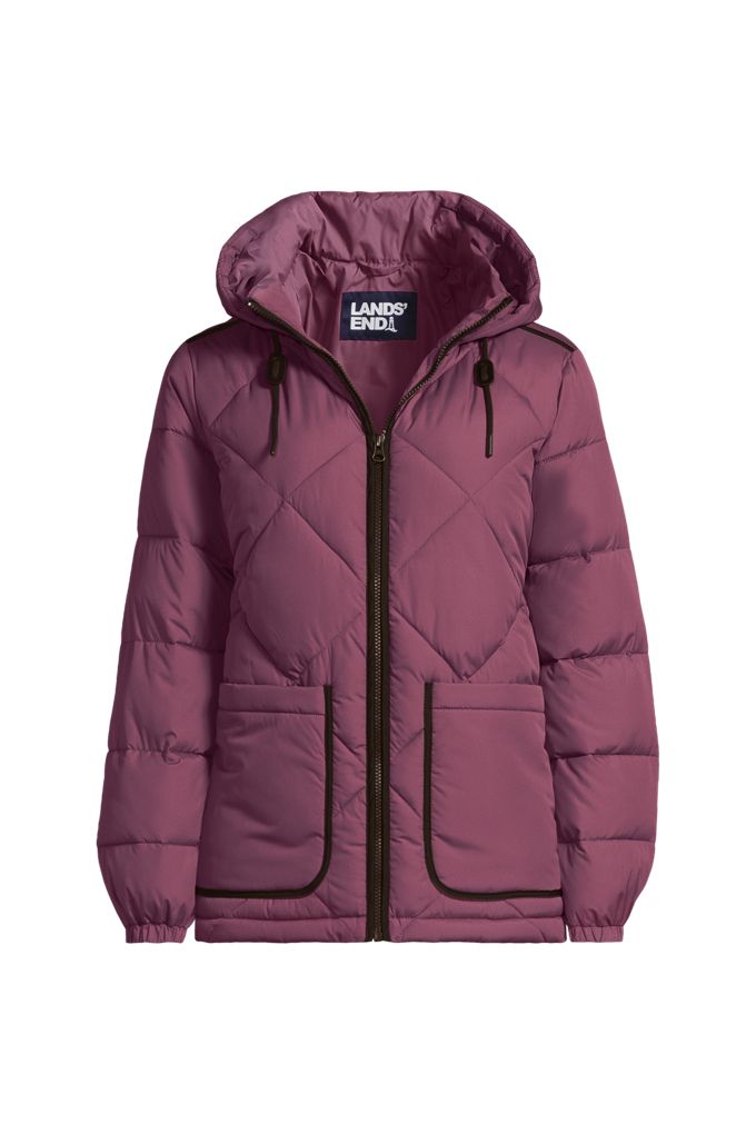 Women's Petite FeatherFree Insulated Diamond Quilted Jacket - Lands' End - Red - S