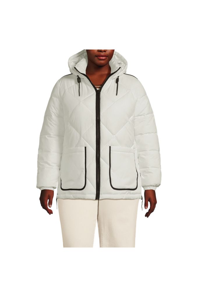 Women's Plus Size FeatherFree Insulated Diamond Quilted Jacket - Lands' End - White - 1X