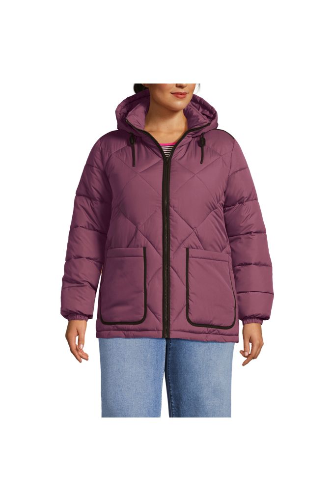 Women's Plus Size FeatherFree Insulated Diamond Quilted Jacket - Lands' End - Red - 3X